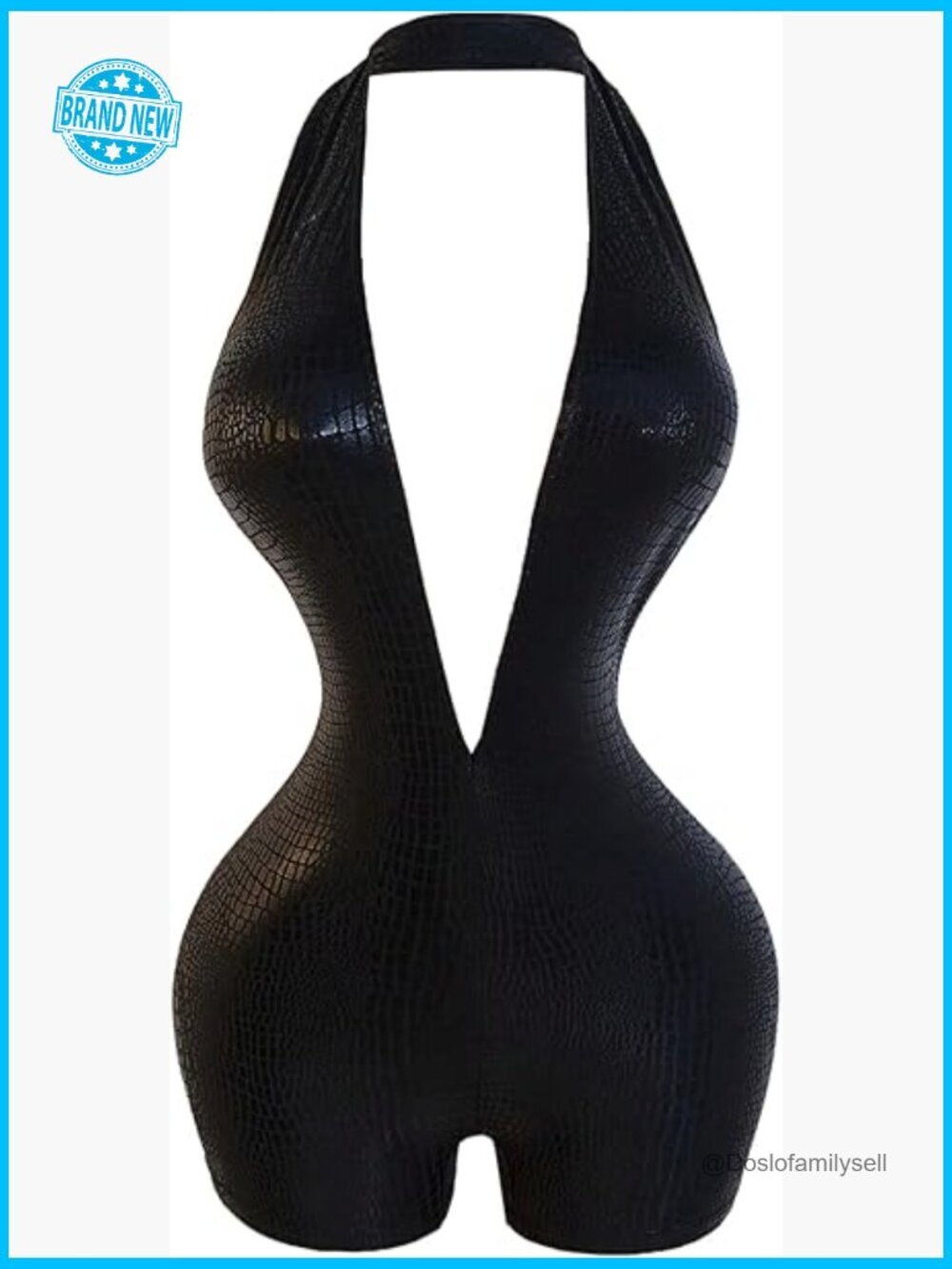 Faux Leather Halter V Neck Romper Open Back Bodycon Jumpsuit Shorts Rave Outfits